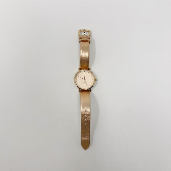 Kate Spade Metro Scallop Three Hand Leather Watch Rose Gold Round Face Ladies - Picture 4 of 12